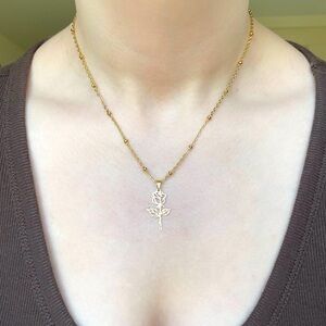 Gold Rose Pendant Necklace